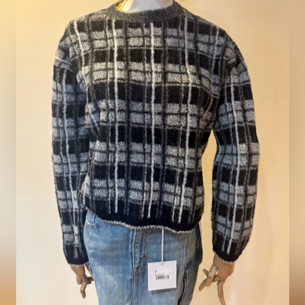 Velvet Black and Gray Textured Sweater